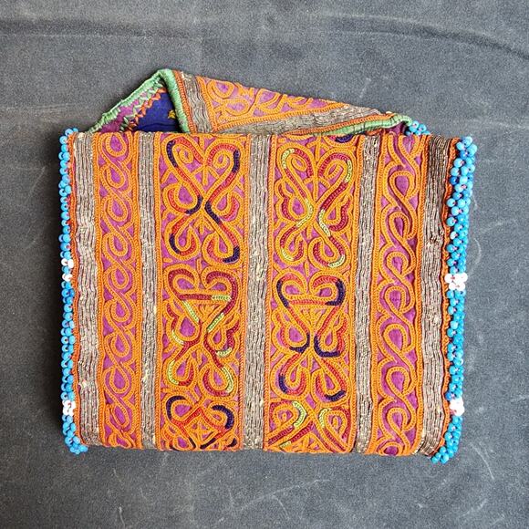 Kuchi Embroidered Pouch Wallet Central Asian Handmade Beaded Eyelet Pockets - Picture 7 of 8